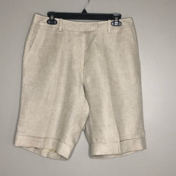 Brooks Brothers tan linen Bermuda shorts - Picture 1 of 8